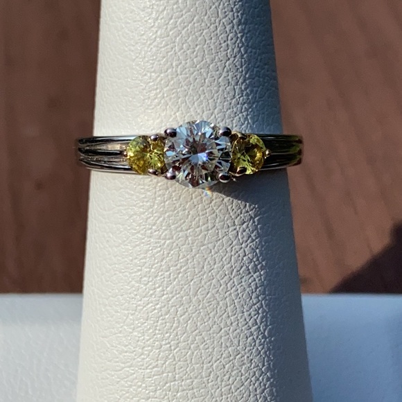 14K GOLD Moissanite & Sapphire Ring - Picture 8 of 9